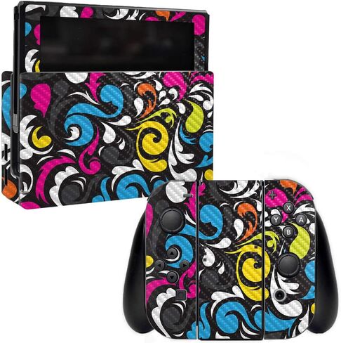 MightySkins Carbon Fiber Skin for Nintendo Switch - Pink Diamond Plate | Protective, Durable Textured Carbon Fiber Finish | Easy to Apply, Remove, and Change Styles | Made in The USA in Saudi Arabia