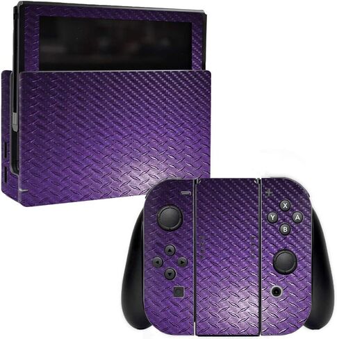 MightySkins Carbon Fiber Skin for Nintendo Switch - Pink Diamond Plate | Protective, Durable Textured Carbon Fiber Finish | Easy to Apply, Remove, and Change Styles | Made in The USA in Saudi Arabia