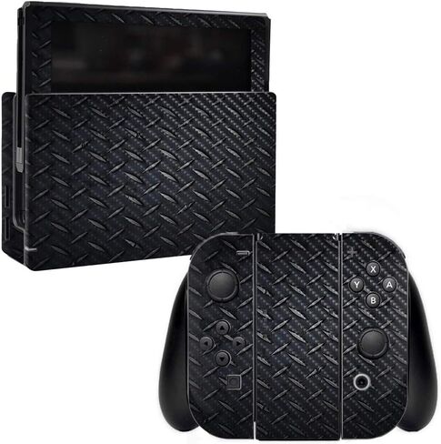 MightySkins Carbon Fiber Skin for Nintendo Switch - Pink Diamond Plate | Protective, Durable Textured Carbon Fiber Finish | Easy to Apply, Remove, and Change Styles | Made in The USA in Saudi Arabia