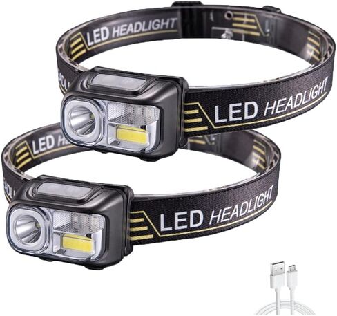 LED Headlamp - 2-Piece Outdoor Bright Light Chargeable Sensor headlamp with Adjustable Headband for Adults and Kids - a Must-Have for Hiking and Camping Gear in Saudi Arabia