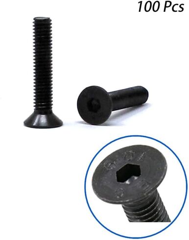 iexcell 50 Pcs M5 x 30mm Thread Pitch 0.8 mm Alloy Steel 10.9 Grade Hex Socket Flat Head Cap Screws Bolts Kit, Black Oxide Finish in Kuwait