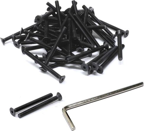 iexcell 50 Pcs M5 x 30mm Thread Pitch 0.8 mm Alloy Steel 10.9 Grade Hex Socket Flat Head Cap Screws Bolts Kit, Black Oxide Finish in Kuwait