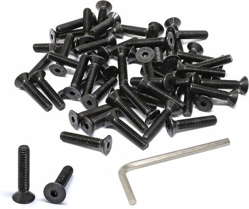 iexcell 50 Pcs M5 x 30mm Thread Pitch 0.8 mm Alloy Steel 10.9 Grade Hex Socket Flat Head Cap Screws Bolts Kit, Black Oxide Finish in Kuwait