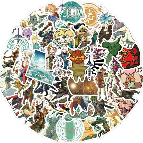 The Legend of Zelda Game Tears of the Kingdom Stickers,50Pcs Vinyl Waterproof Stickers for Laptop,Bumper,Skateboard,Water Bottles,Computer,Phone, Cool Stuff for Teens, Kids, Adults (Tears of the in Kuwait