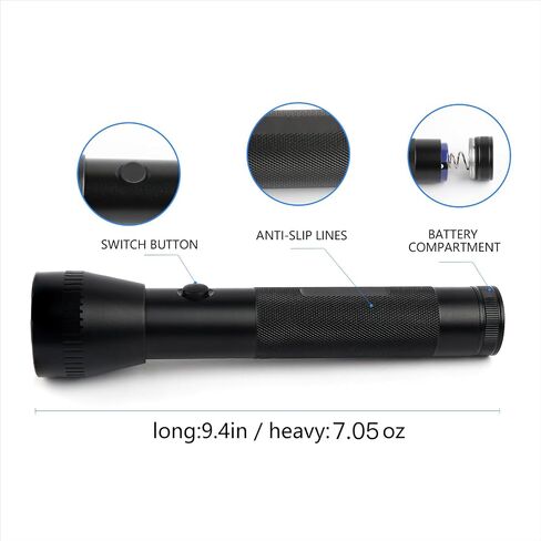 Heavy Duty 2-Cell D Battery LED Big Flashlights, High Lumens, Single Mode, Aluminum, Rugged Metal Flashlight for Outdoors and Emergency Power Outages (1 Pack) in Saudi Arabia