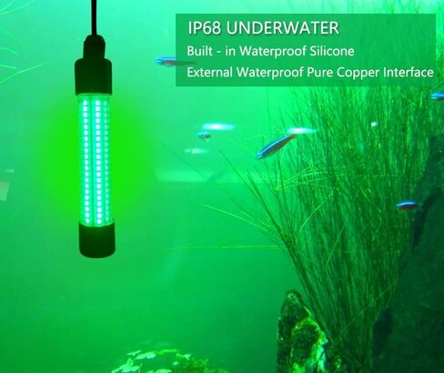 LED 12V Night Fishing Light, 12.6W Underwater Fishing Finder Light 1000LM, IP68 Fish Attracting Lamp, Green Light with 5M Power Cord in Kuwait