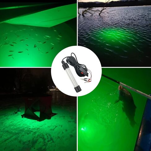 LED 12V Night Fishing Light, 12.6W Underwater Fishing Finder Light 1000LM, IP68 Fish Attracting Lamp, Green Light with 5M Power Cord in Kuwait