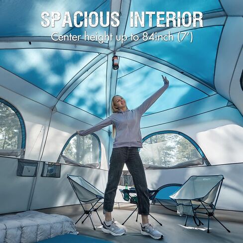 PORTAL Camping Tent, 6/8 /10 Person Instant Cabin Tent with Rainfly, Large Mesh Windows & Upgraded Ventilation, Portable Big Tents with Carry Bag for Family Outdoor, Backpacking, Hiking in Kuwait