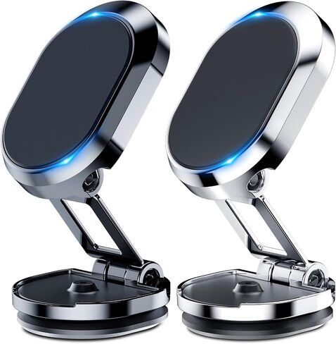 [2-Pack] Magnetic Phone Holder for Car Alloy Folding Magnetic Car Phone Holder [Super Strong Magnet] Car Magnetic Phone Mount 360° Rotation Magnetic Cell Phone Holder Dashboard Car Mount for All Phone in Saudi Arabia