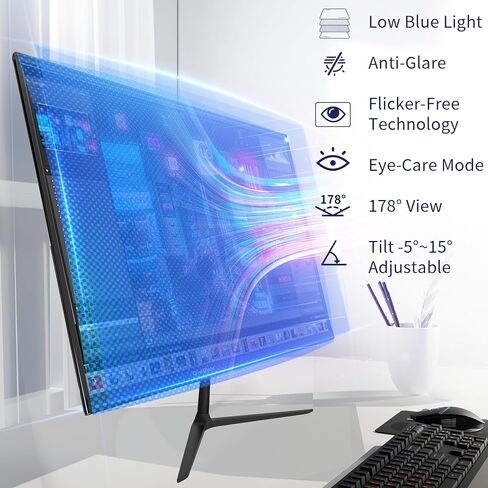 24 Inch Monitor 75Hz FHD IPS Computer Screen 1080P PC Monitor, 5ms(GTG) 99% sRGB Low Blue Light Anti-Glare LED Desktop Display HDMI/VGA/Audio/Freesync/VESA Tilt Adjustable in Kuwait