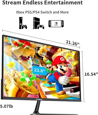 24 Inch Monitor 75Hz FHD IPS Computer Screen 1080P PC Monitor, 5ms(GTG) 99% sRGB Low Blue Light Anti-Glare LED Desktop Display HDMI/VGA/Audio/Freesync/VESA Tilt Adjustable in Kuwait