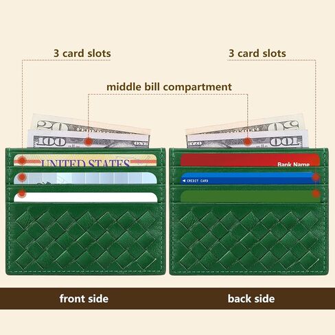 محفظة Unaone رفيعة صغيرة الحجم - حامل بطاقة الائتمان، محفظة جلدية بجيب أمامي للرجال والنساء، أسود in Kuwait