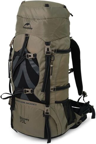 حقيبة ظهر Naturehike 70+5L خفيفة الوزن للمشي لمسافات طويلة، أقمشة مقاومة للتمزق - نظام حمل CR خفيف - حمل مريح للوزن (أسود) in Kuwait