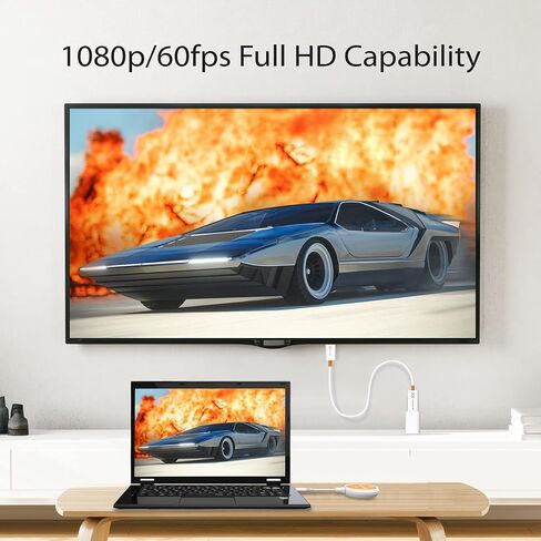 j5create ScreenCast USB-C إلى HDMI جهاز إرسال واستقبال لاسلكي للعرض، يدعم 1080 بكسل، متوافق مع MacBook، iPad Pro، ChromeOS، أجهزة الكمبيوتر المحمولة USB-C وAndroid (JVAW62) (متجدد) in Saudi Arabia