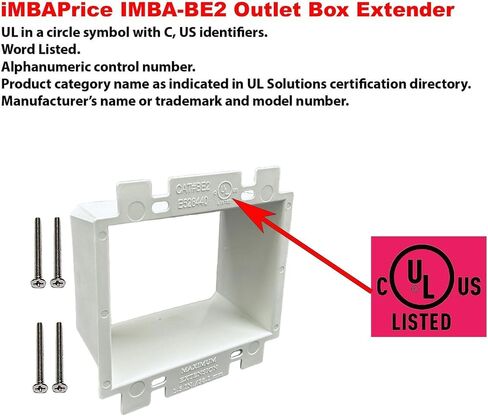 iMBAPrice BE2-1 (2-Gang) موسع صندوق مخرج الطاقة الكهربائية، أبيض in Kuwait