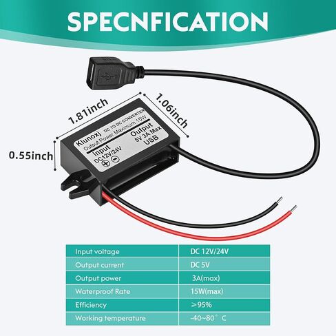 DC 12V/24V to DC 5V 3A 15W USB Buck Converter Adapter Step Down Module(1) in Saudi Arabia