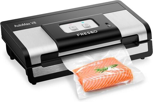 FRESKO Fully Automatic Vacuum Sealer, 140 Watts, Hands-Free Food Sealer with Dry/Moist Food Detection, 2 Rolls Bag, Built-in Cutter and Bag Storage in Kuwait
