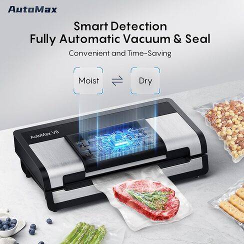 FRESKO Fully Automatic Vacuum Sealer, 140 Watts, Hands-Free Food Sealer with Dry/Moist Food Detection, 2 Rolls Bag, Built-in Cutter and Bag Storage in Kuwait