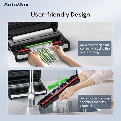 FRESKO Fully Automatic Vacuum Sealer, 140 Watts, Hands-Free Food Sealer with Dry/Moist Food Detection, 2 Rolls Bag, Built-in Cutter and Bag Storage in Kuwait