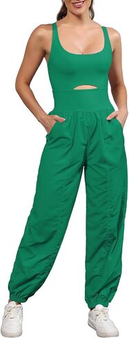 ReachMe Womens Running Onesie Workout Rompers One Piece Gym Exercise Jumpsuits Hiking Pants with Pockets Climb Outfits in Kuwait