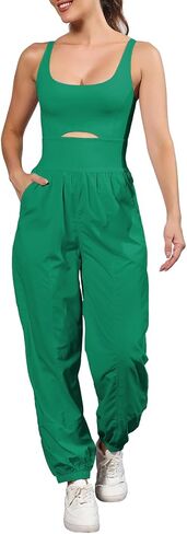 ReachMe Womens Running Onesie Workout Rompers One Piece Gym Exercise Jumpsuits Hiking Pants with Pockets Climb Outfits in Kuwait