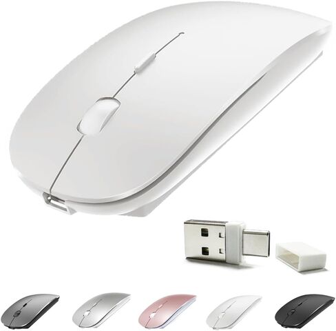 Rechargeable 4 Modes Bluetooth Mouse/Bluetooth 3.0/5.2+USB-2.4G/Type-C,Bluetooth Mouse for MacBook pro/MacBook air/Laptop/iMac/ipad/Notebook/pc (Black) in Saudi Arabia