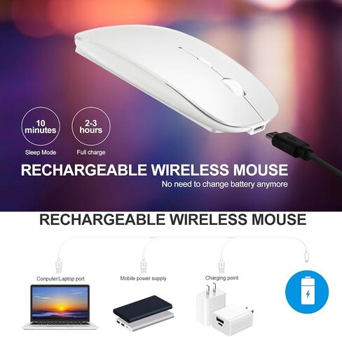 Rechargeable 4 Modes Bluetooth Mouse/Bluetooth 3.0/5.2+USB-2.4G/Type-C,Bluetooth Mouse for MacBook pro/MacBook air/Laptop/iMac/ipad/Notebook/pc (Black) in Saudi Arabia