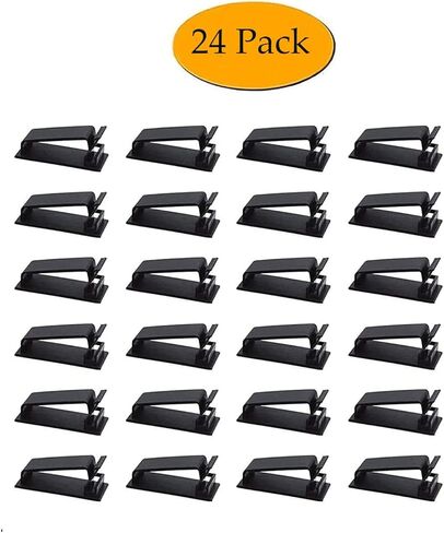 24Pcs Self Adhesive Cable Management Clips, Cable Organizers Wire Clips Cord Holder for TV PC Ethernet Cable Under Desk Home Office Outdoor in Kuwait