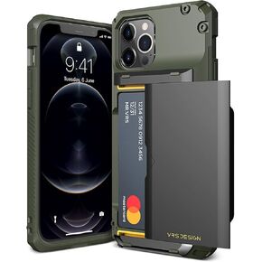 VRS DESIGN Damda Glide Pro Phone Case for iPhone 12/12 Pro, with [4 Cards] Premium Sturdy [Semi Auto] Credit Card Holder Slot Wallet for iPhone 12/12 Pro 6.1 inch(2020) Matte Black
