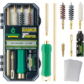 CLENZOIL Field & Range Pistol Basics 40 Cal Cleaning Kit | Complete Hand Gun Cleaning Kit for 40 Cal | Gun Cleaning Kit 40 Caliber 10mm Cleaning Kit with Oil and Cleaner