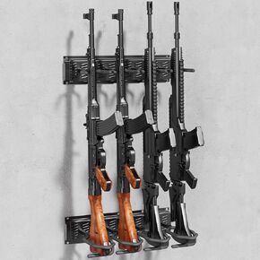 Indoor Gun Racks, Upgraded Heavy Duty Steel Gun Rack Wall Mount, Adjustable Gun Display and Securely Gun Stand Shotgun Rifle Rack with Soft Padding