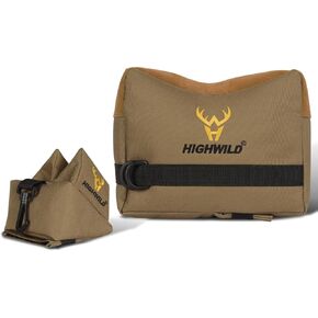 أكياس مسند الرماية Highwild 900D Oxford - أكياس رمل داعمة أمامية وخلفية لمسند مقعد الرماية، مثالية لإطلاق النار والصيد ببندقية المسدس - تصميم مقاوم للماء - غير مملوءة