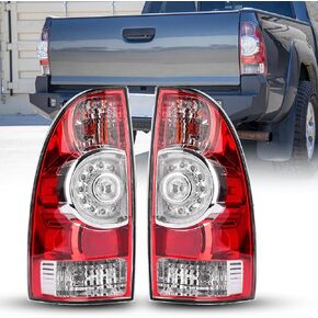 AUTOONE Toyota Tacoma Tail Lights Black Smoked Assembly, Fits for 2005-2015 Tacoma Factory Rear Driver Side & Passenger Side, With Halogen & LED Bulb