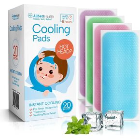20 Pack - Cooling Patches for Fever, Natural Headache and Migraine Relief, Soft Gel Sheets, Fever Patch for Kids, Tension/Sinus, Headache Relief Prevention