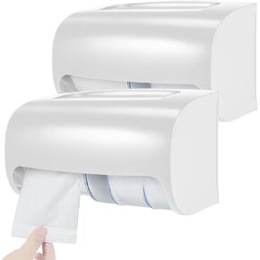 2 Pieces Commercial Toilet Paper Dispenser Black Double Toilet Paper Holder Compact Two Roll Locking Toilet Paper Storage Wall Mount for Bathroom Kitchen Accessories, Side by Side Design