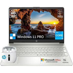 HP 15.6 Laptop Computer, Microsoft Office Lifetime, College Students Business Laptop 15 Inch FHD, Intel 6-Core i3 Notebook PC, 32GB RAM 1TB SSD, Windows 11 Pro, 10-Key Numeric Keyboard HDMI Webcam