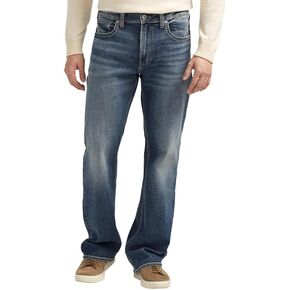 Silver Jeans Co. Men's Zac Relaxed Fit Straight Leg Jeans, Dark Wash 1AB547