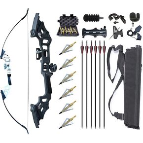 Archery 51" Takedown Recurve Bow and Arrows Set for Adults Right Hand Longbow Kit Metal Riser for Beginner Shooting Practice