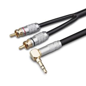 Primeda Audiophile Audio Cable Stereo 3.5mm Male to 2 RCA Male Hi Fi for MP3,CD Speakers,Home Theater,HDTV (Right angle 3.5mm (6 Feet))
