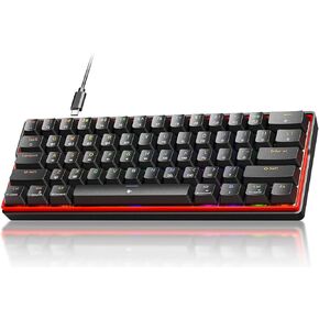 KEMOVE K61SE Gaming Keyboard, 60 Percent Mechanical Keyboard, Wired RGB Backlit N-Key Rollover Compact Mini 61 Keys Keyboard for PC Laptop, Blue Switch