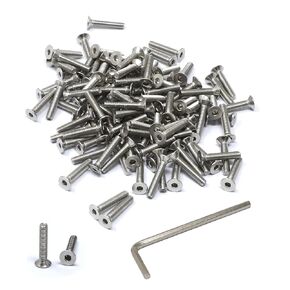 iexcell 100 Pcs M3 x 18mm Thread Pitch 0.5 mm Stainless Steel 304 Hex Socket Flat Head Cap Screws Bolts Kit