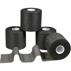 Pre wrap Tape Foam Underwrap Tape Foam Athletic Tape Breathable Sports Tape for Wrists Elbows Knees Ankles and Hair 4 Rolls 2.75 Inchx 30 Yards (Black)
