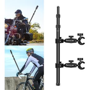 Motorcycle Action Camera Mount Kit for Insta 360 Motorcycle mount Compatible with Insta 360/x4/x3/xone/Gopro/360Max/DJI/Alloy Double Clamp Mount With 47" Invisible Selfie Stick(Locking knob)