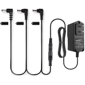 Mr.Power Guitar Effects Power Supply Adapter 9V DC 1A (1000mA) with Daisy Chain Cord Cable and Insulated Cap (9V Adapter + 3 Way Cable)