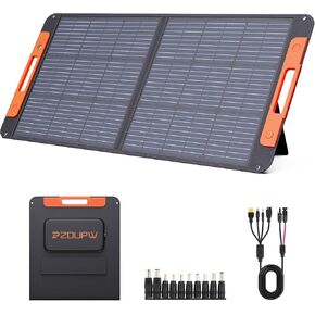 100 Watt Portable Solar Panel for Power Station,100W 20V Foldable Solar Charger with Solar Angle Guide Solar Cable, 23.5% High Efficiency IP67 Waterproof Adjustable Kickstands for Camping RV Blackout