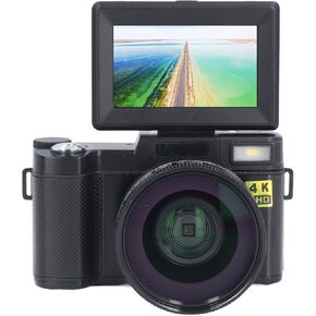 4K Digital Camera for Photography Autofocus 48MP Vlogging Camera for YouTube with 3in 180°Flip Screen 4X Digital Zoom Video Compact Travel Camera with 32G SD Card,Flash, Anti