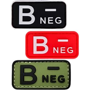 3pcs PVC Blood Type AB Positive Group Identification Tags Durable Rubber Tactical Morale Patches A B O AB Positive Negative (Type AB Positive)