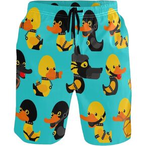 visesunny Men's Swim Trunks Rubber Duck in Black Suit Quick Dry Bathing Suits Beach Holiday Party Swim Shorts