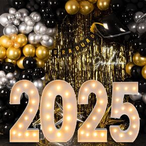 Retisee 3.3ft Marquee Number 2024 Light Up Mosaic Number Frame White Giant Number with Bracket Decoration for Balloons Flower Frame New Year Anniversary Wedding 2024 Party Supplies