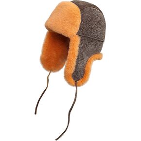 Zavelio Unisex Shearling Sheepskin Leather Aviator Russian Ushanka Trapper Winter Fur Hat